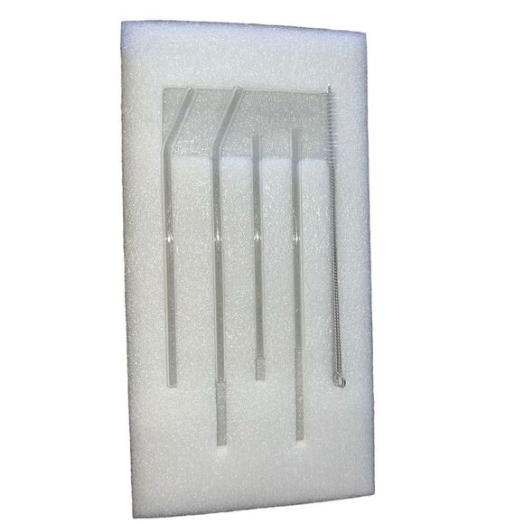 4 pack Whiskey vodka rocks bar cocktail glasses with glass straws and cleaner - Picture 3 of 4